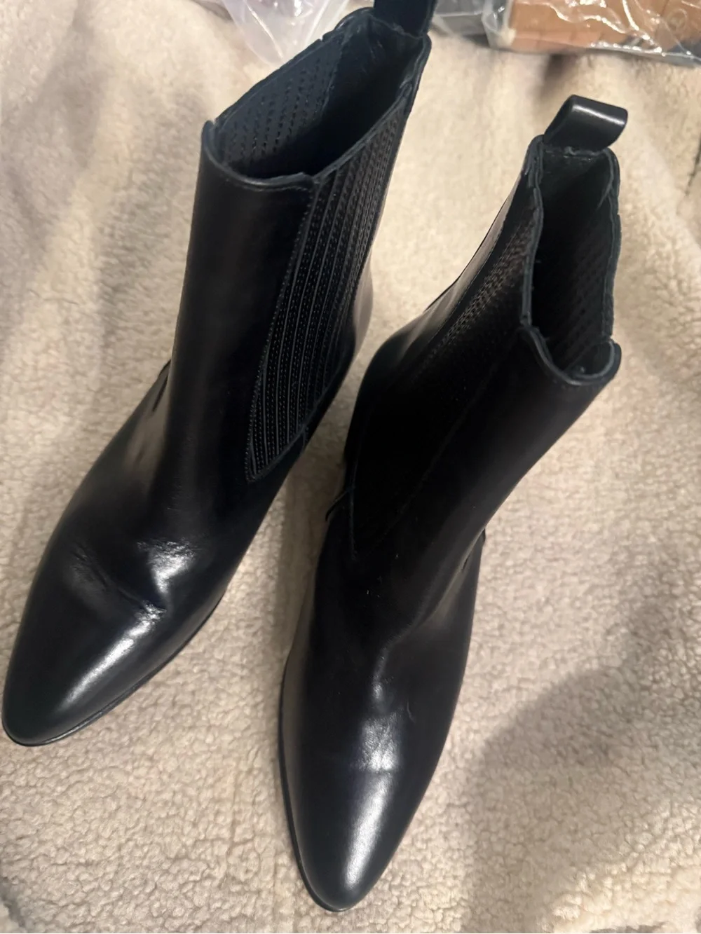 Sandro Black Leather Pointed Chelsea Ankle Boots